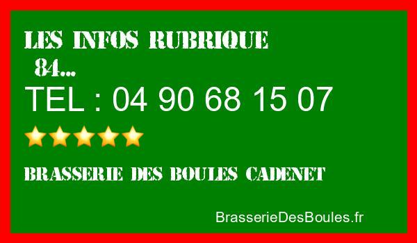 Les infos Brasserie des Boules Cadenet - Catégorie 84