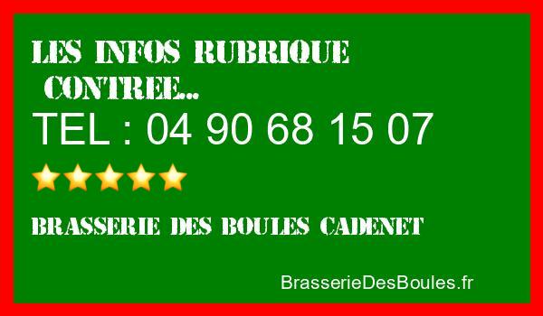 Les infos Brasserie des Boules Cadenet - Catégorie Contree
