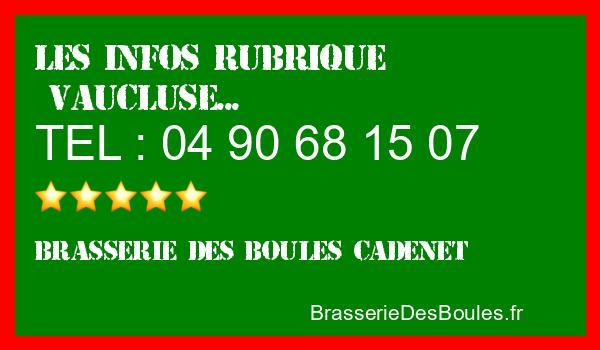 Les infos Brasserie des Boules Cadenet - Catégorie Vaucluse